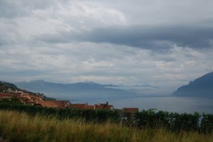 St Saphorin in the back drop of Lake Geneva